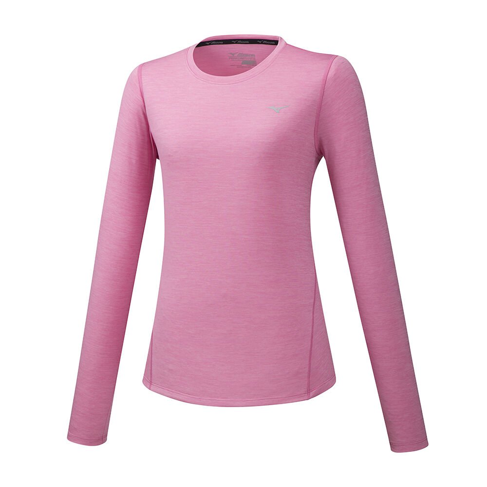Damske Tričko Mizuno Impulse Core LS Bezecke Ruzove Vypredaj GJFW92106